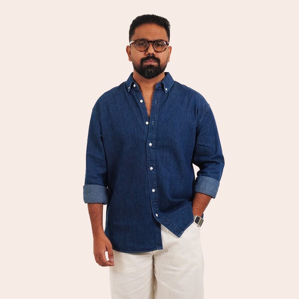 Denim Shirt Dark Blue - Elther