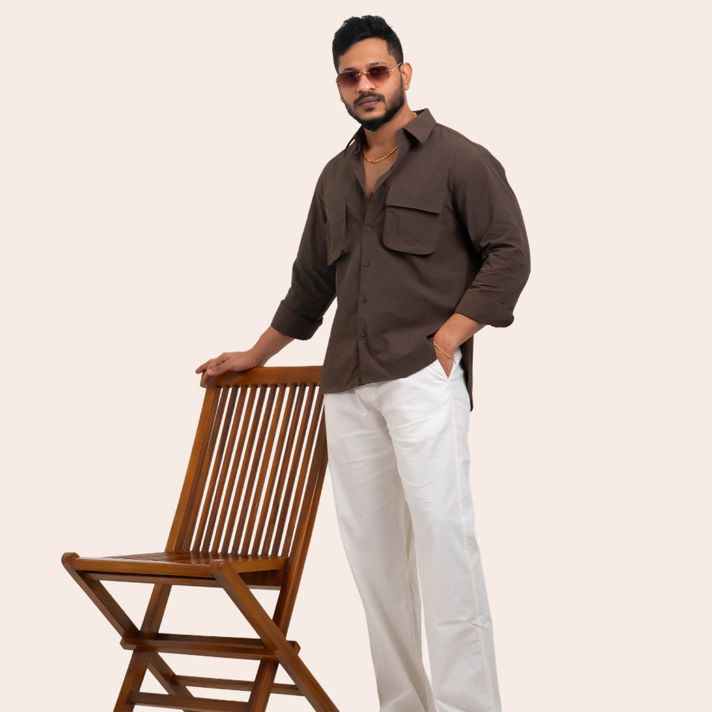 Imported Pocket Shirt Brown - Elther