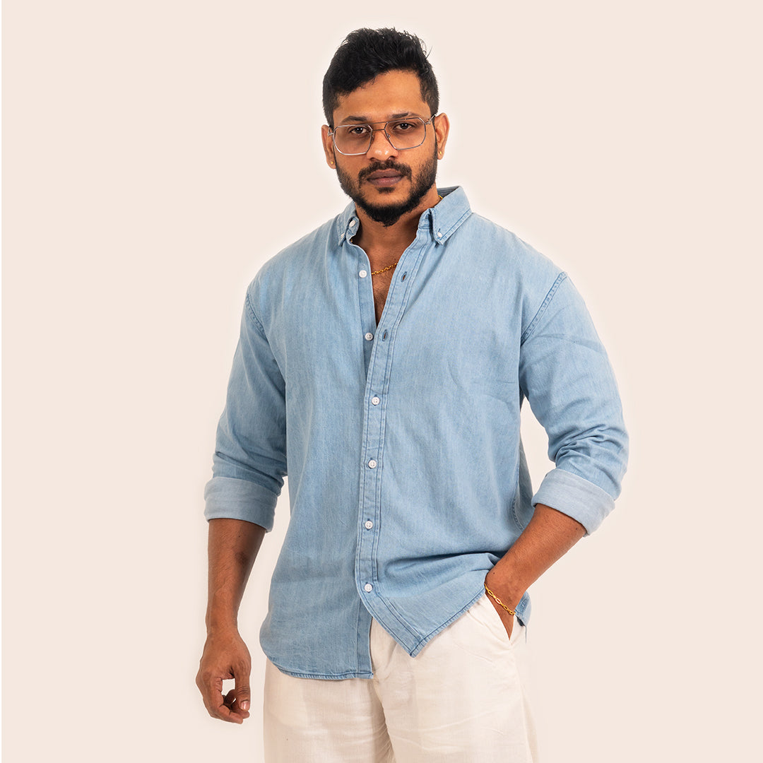 Denim Shirt Sky Blue - Elther