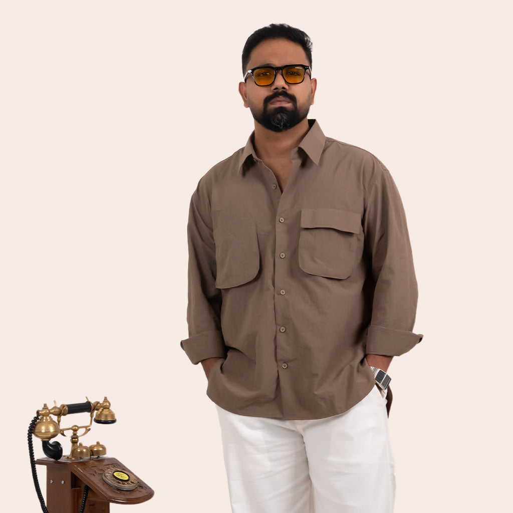 Imported Pocket Shirt Light Brown - Elther