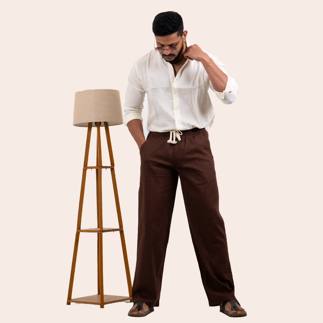 Linen Pant Dark Brown - Elther