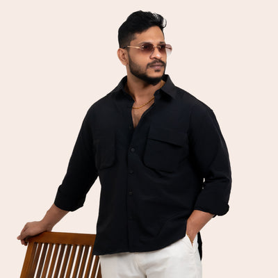 Imported Double Pocket Shirt Black
