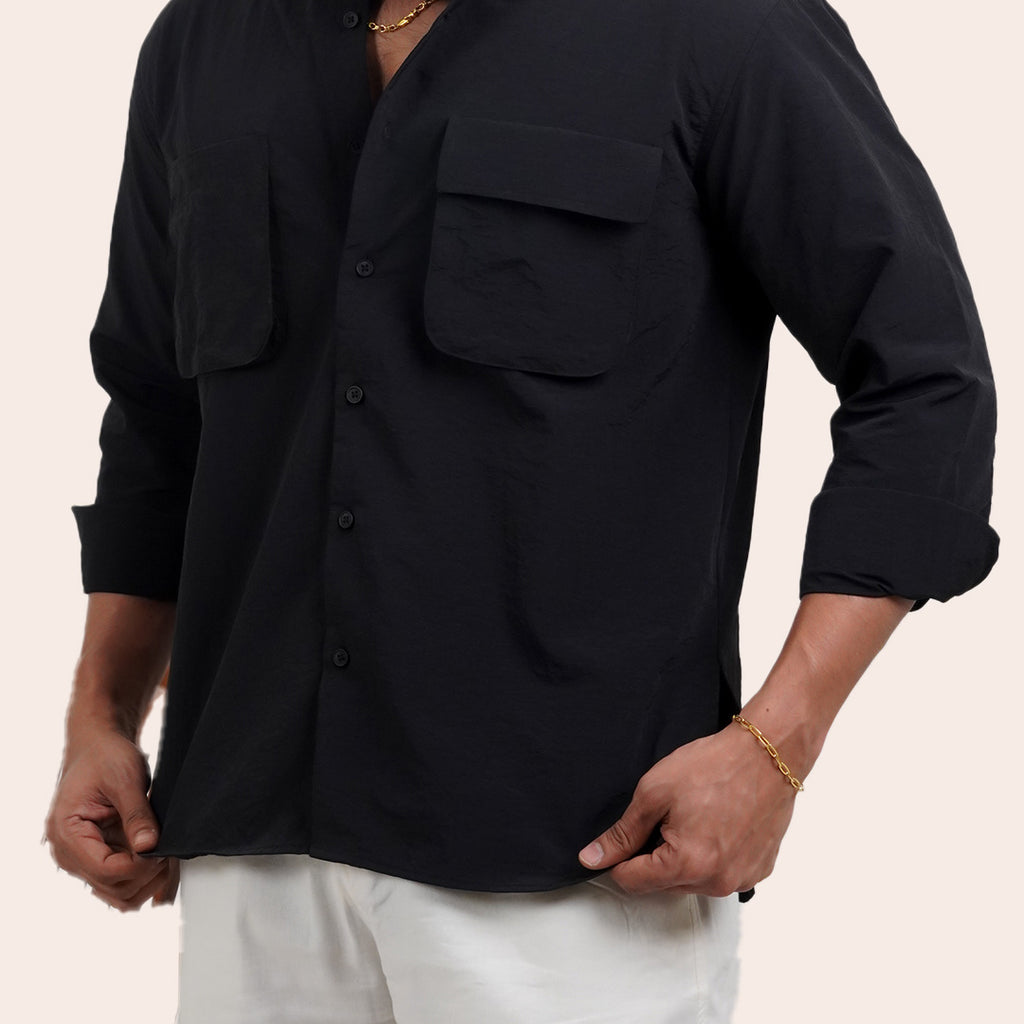 Imported Pocket Shirt Black - Elther