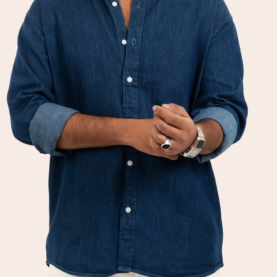 Denim Shirt Dark Blue - Elther