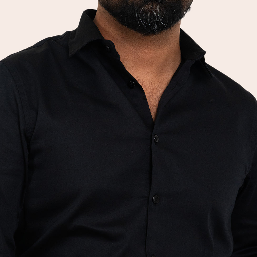 Satin Shirt Black - Elther
