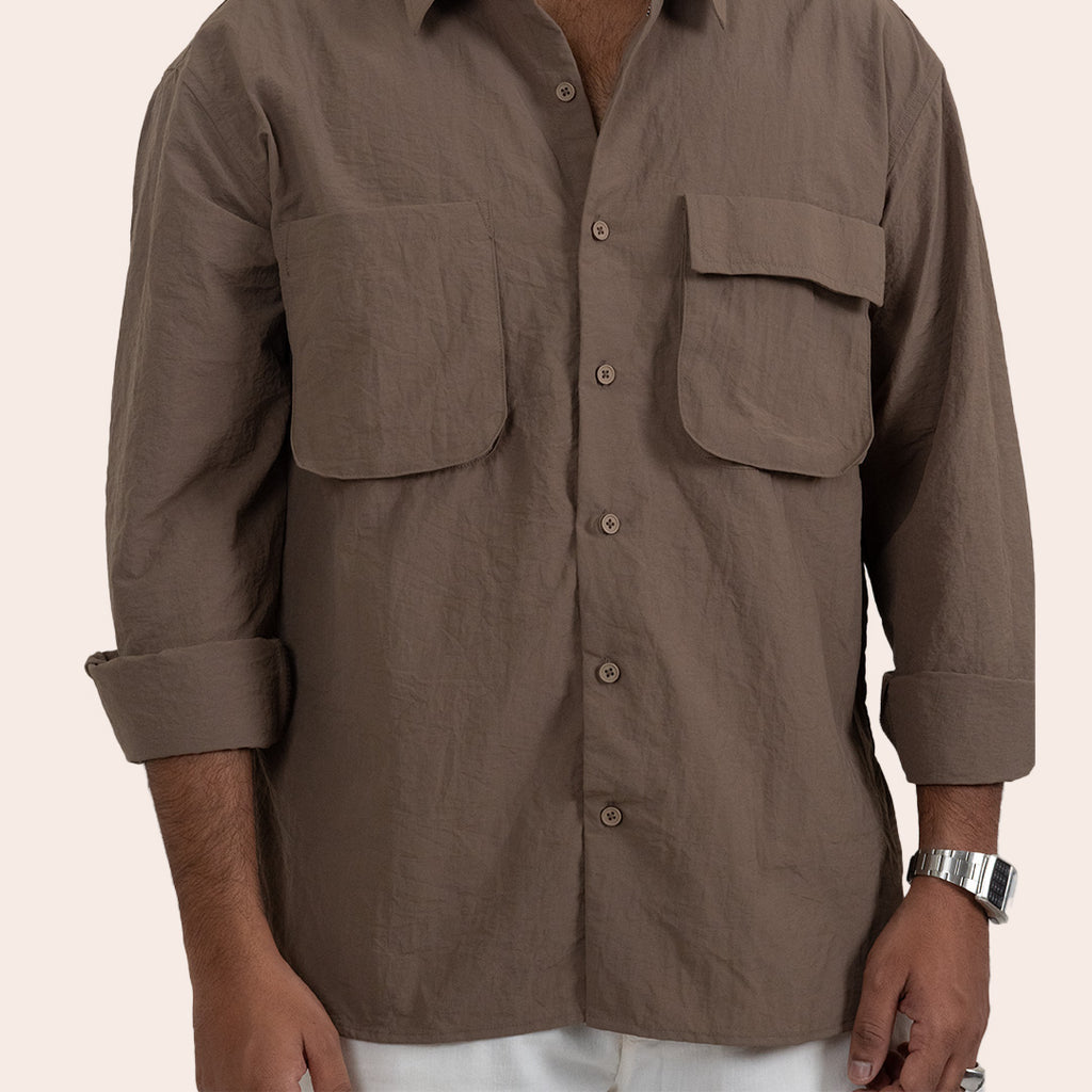 Imported Pocket Shirt Light Brown - Elther