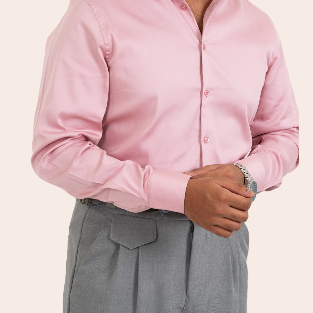 Satin Shirt Peach - Elther