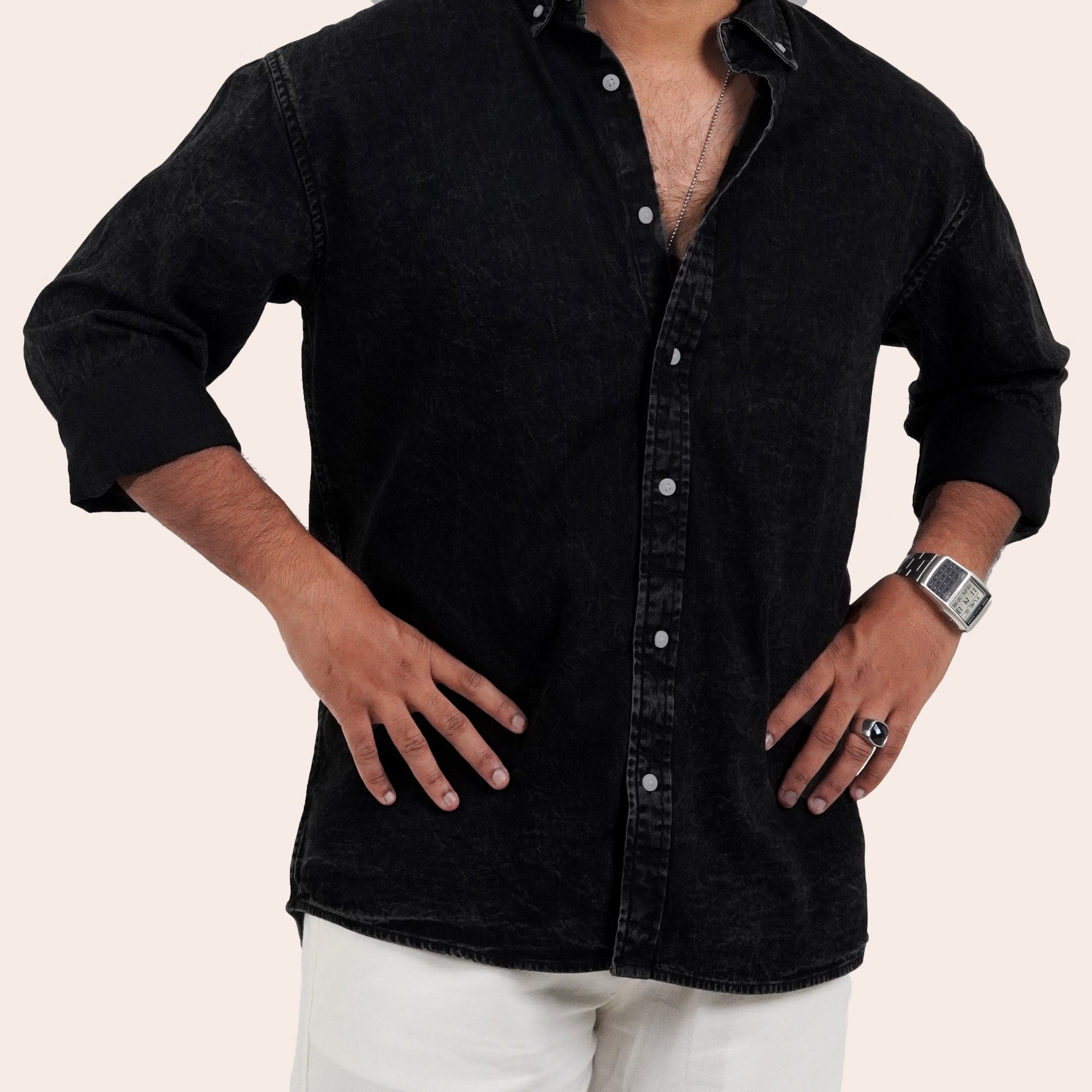 Denim Shirt Black - Elther