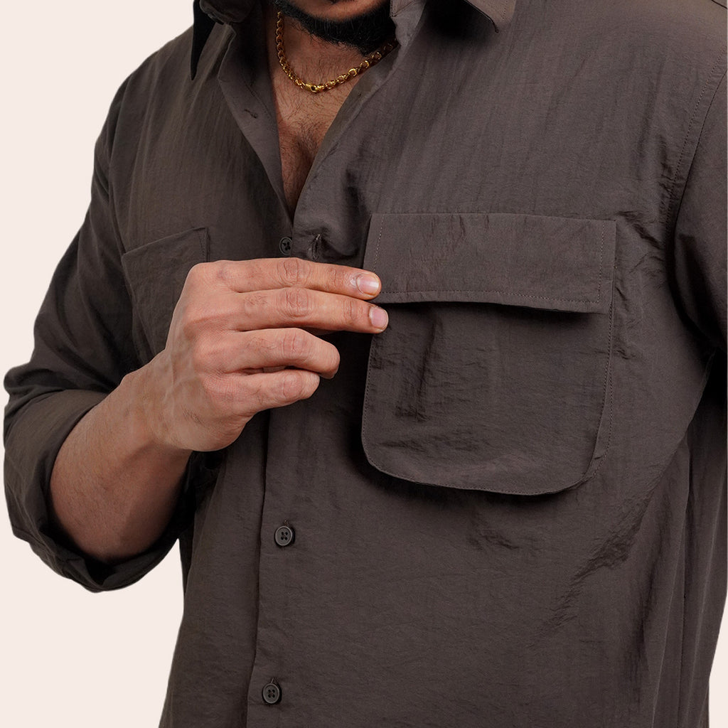 Imported Pocket Shirt Brown - Elther