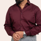 Satin Shirt Maroon - Elther