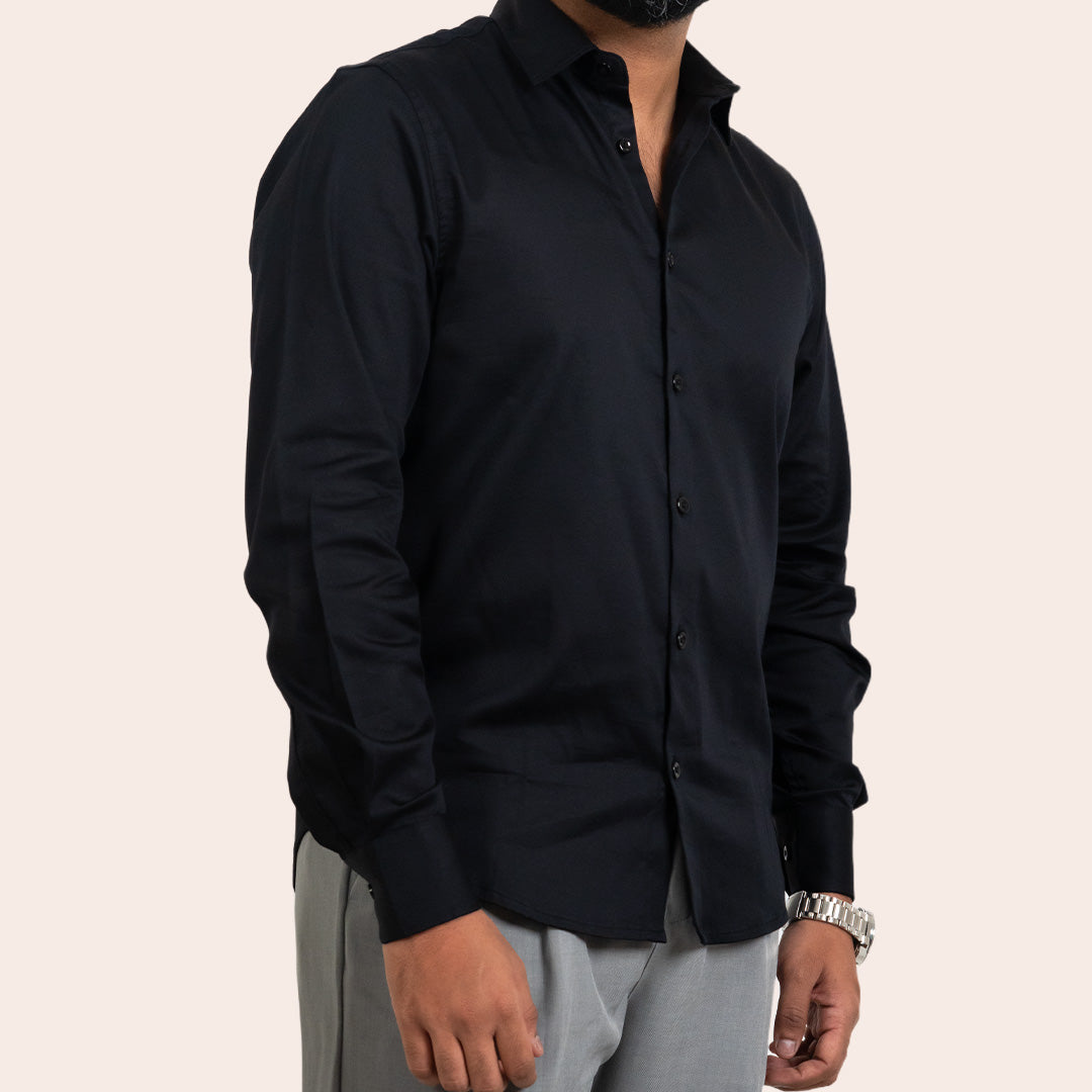 Satin Shirt Black - Elther