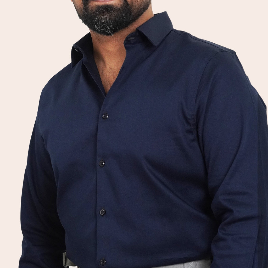 Satin Shirt Navy - Elther