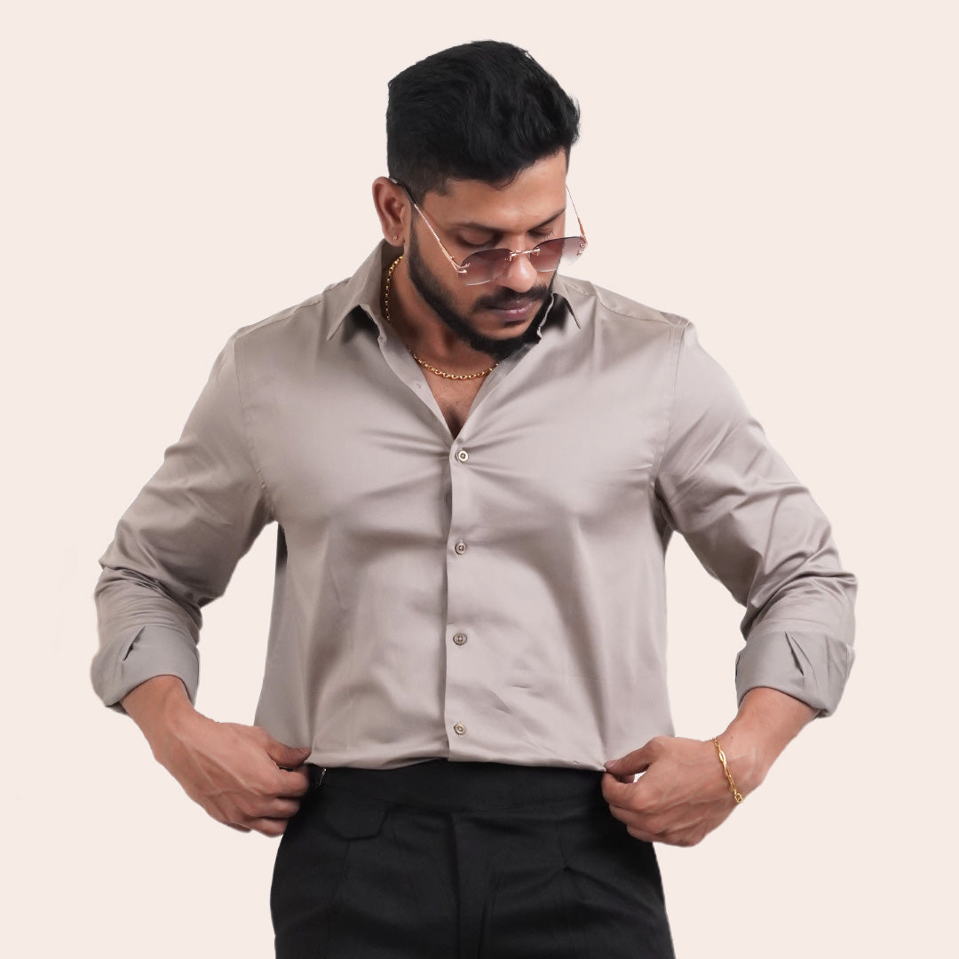 Satin Shirt Ivory - Elther
