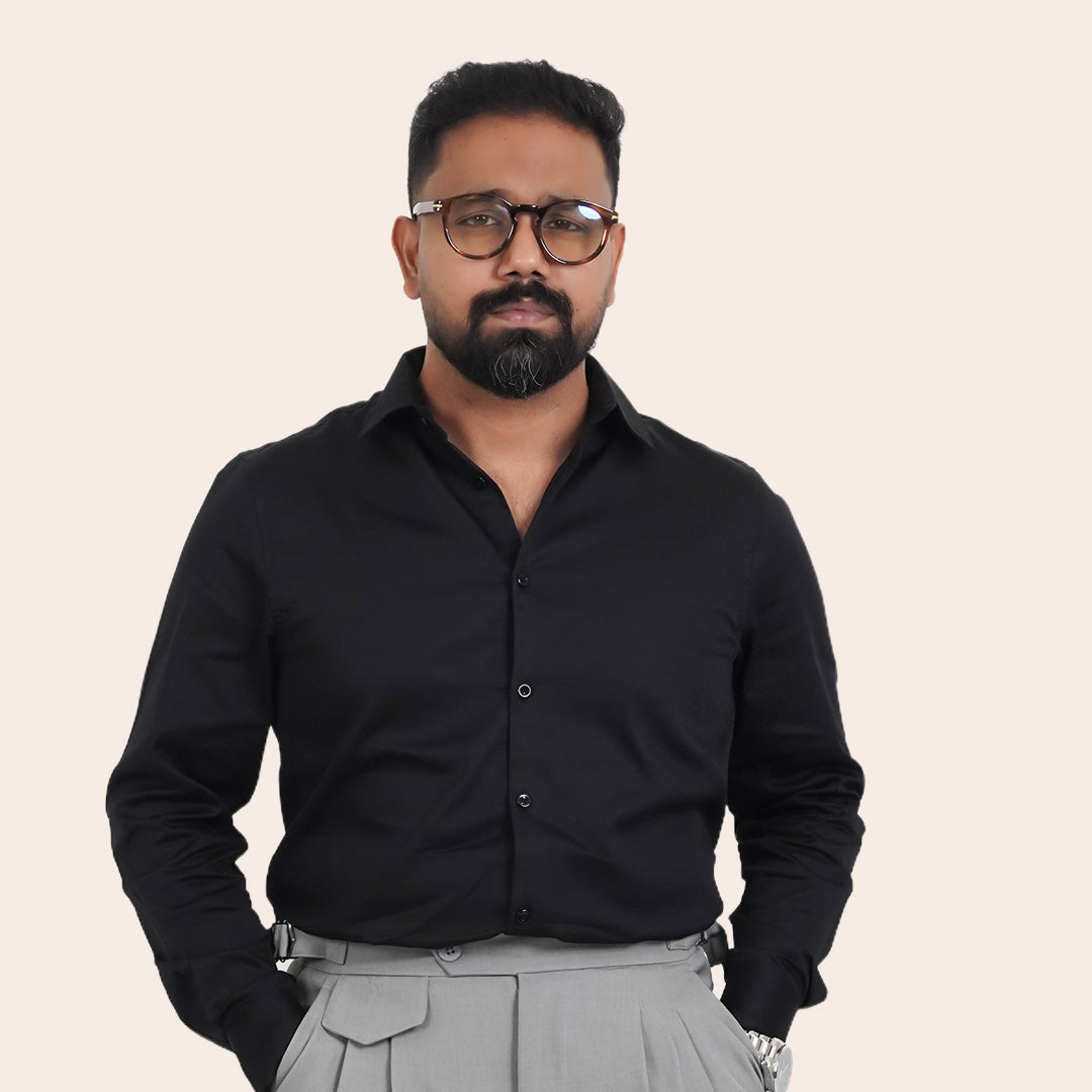 Satin Shirt Black - Elther