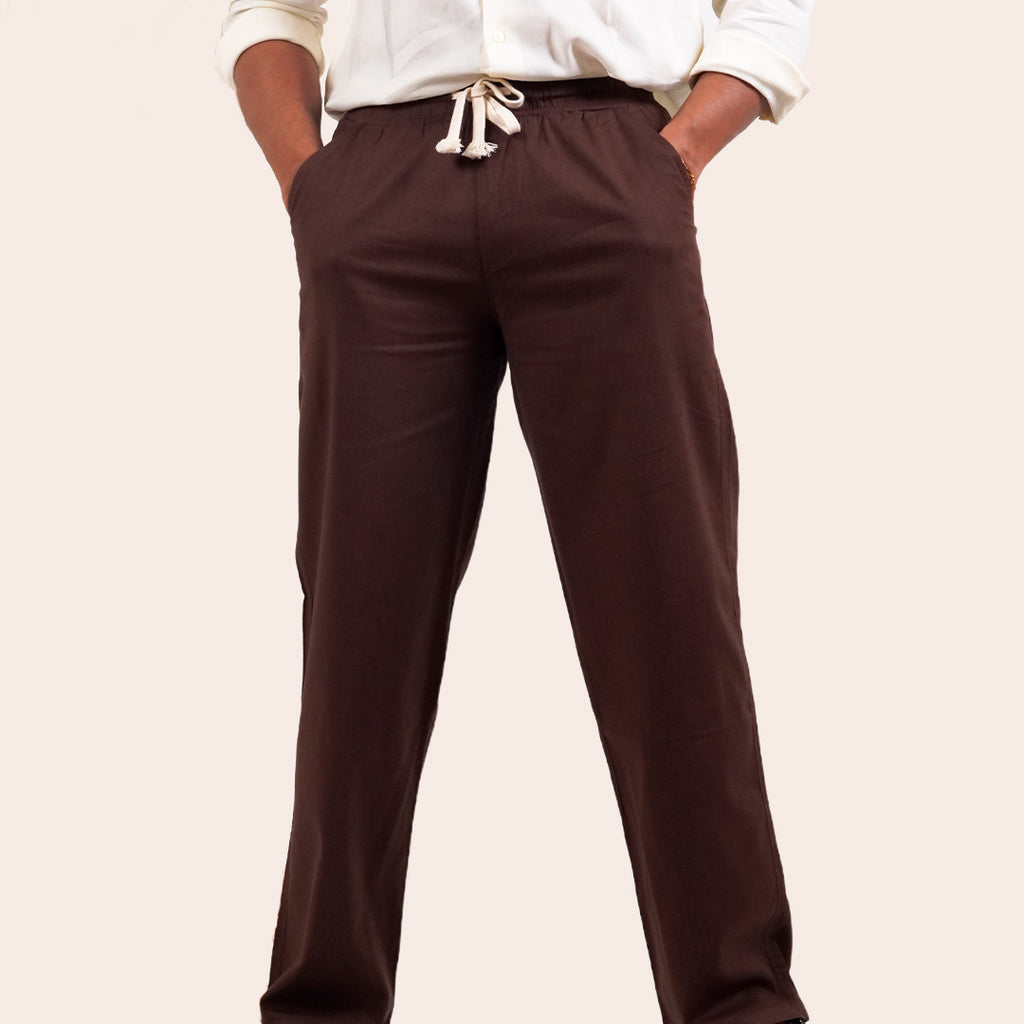 Linen Pant Dark Brown - Elther