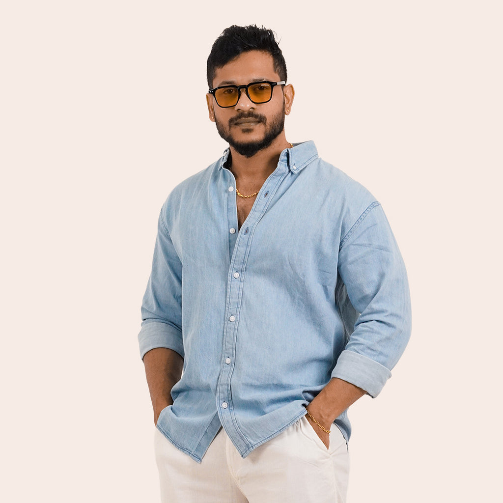Denim Shirt Sky Blue - Elther