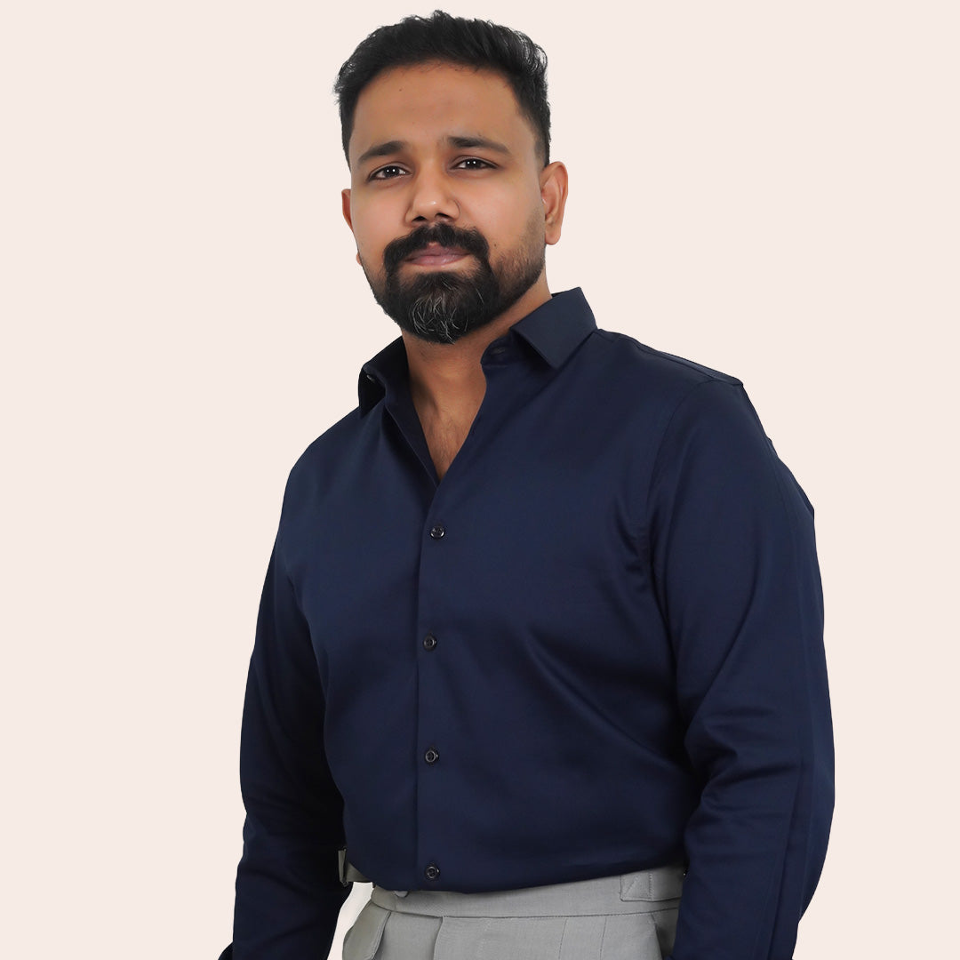 Satin Shirt Navy - Elther