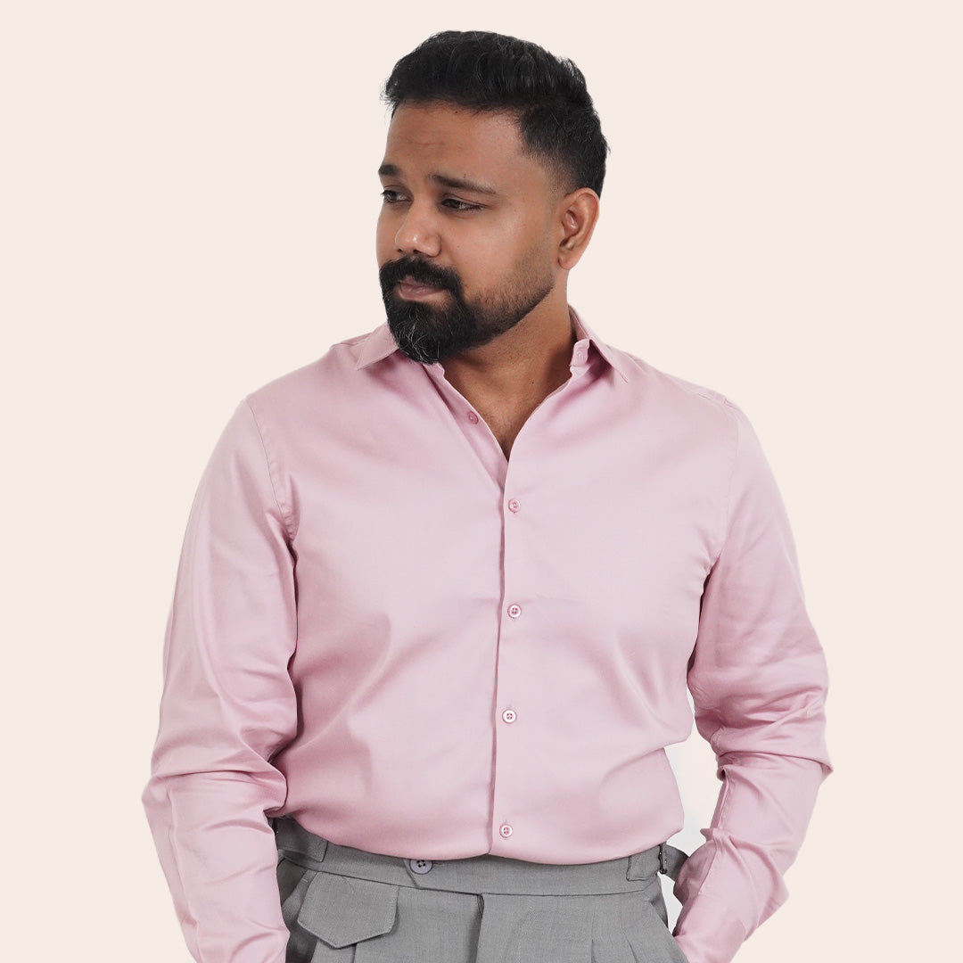 Satin Shirt Peach - Elther