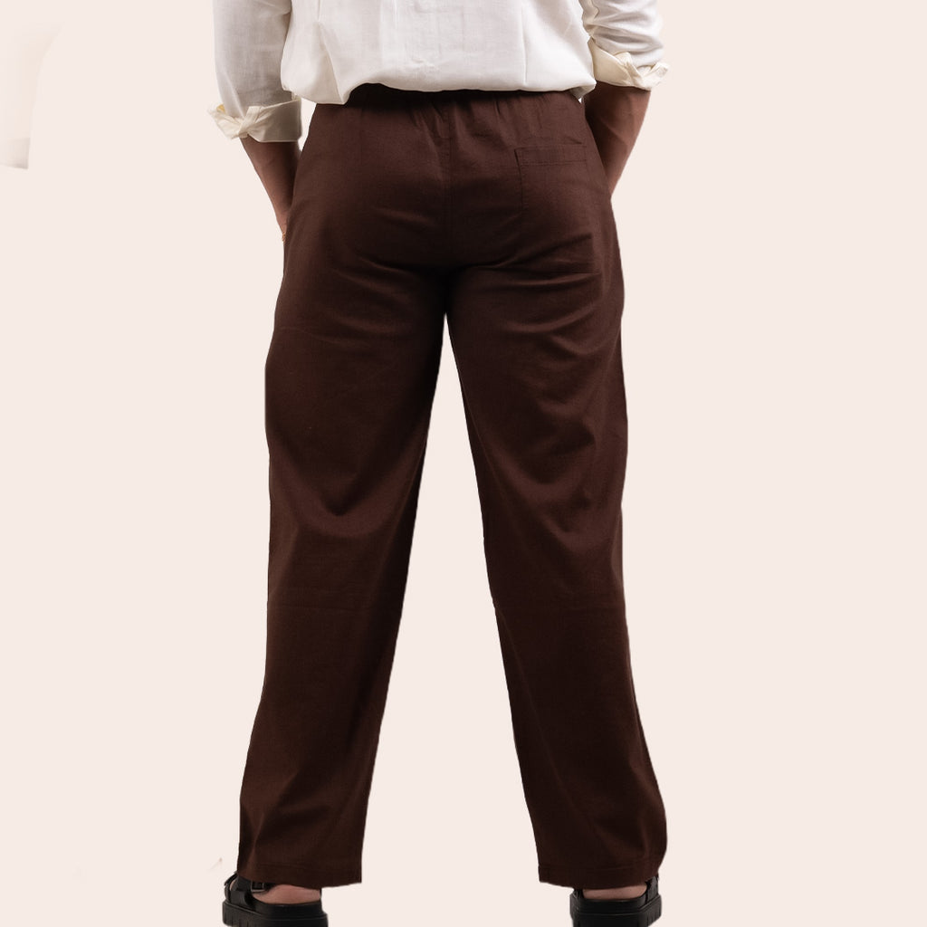 Linen Pant Dark Brown - Elther