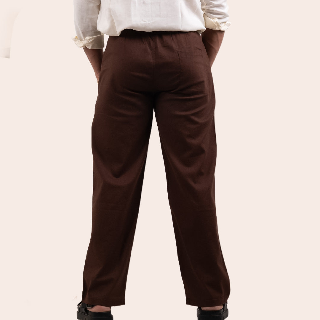 Linen Pant Dark Brown - Elther