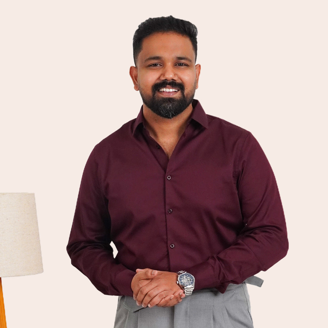 Satin Shirt Maroon - Elther