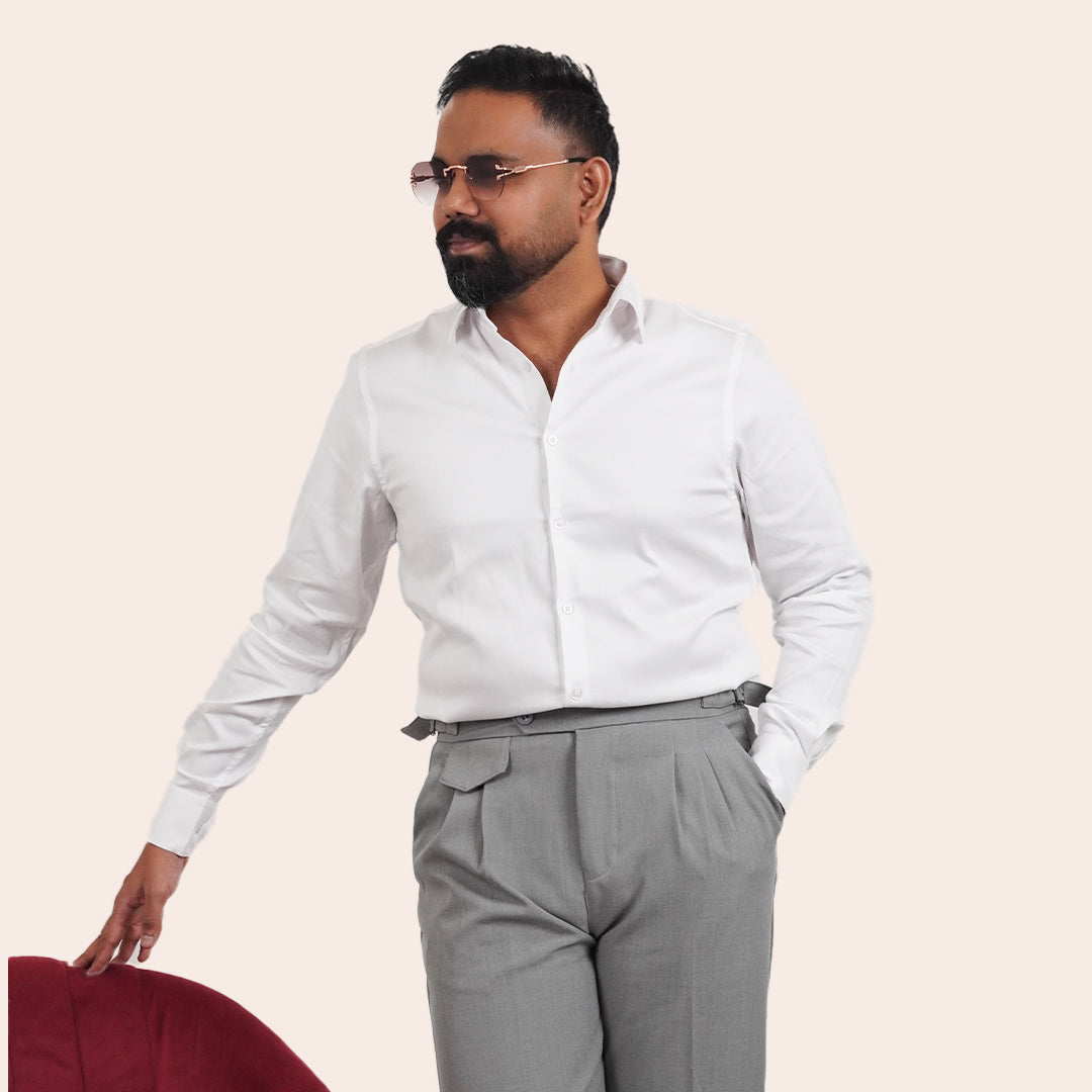 Satin Shirt White - Elther