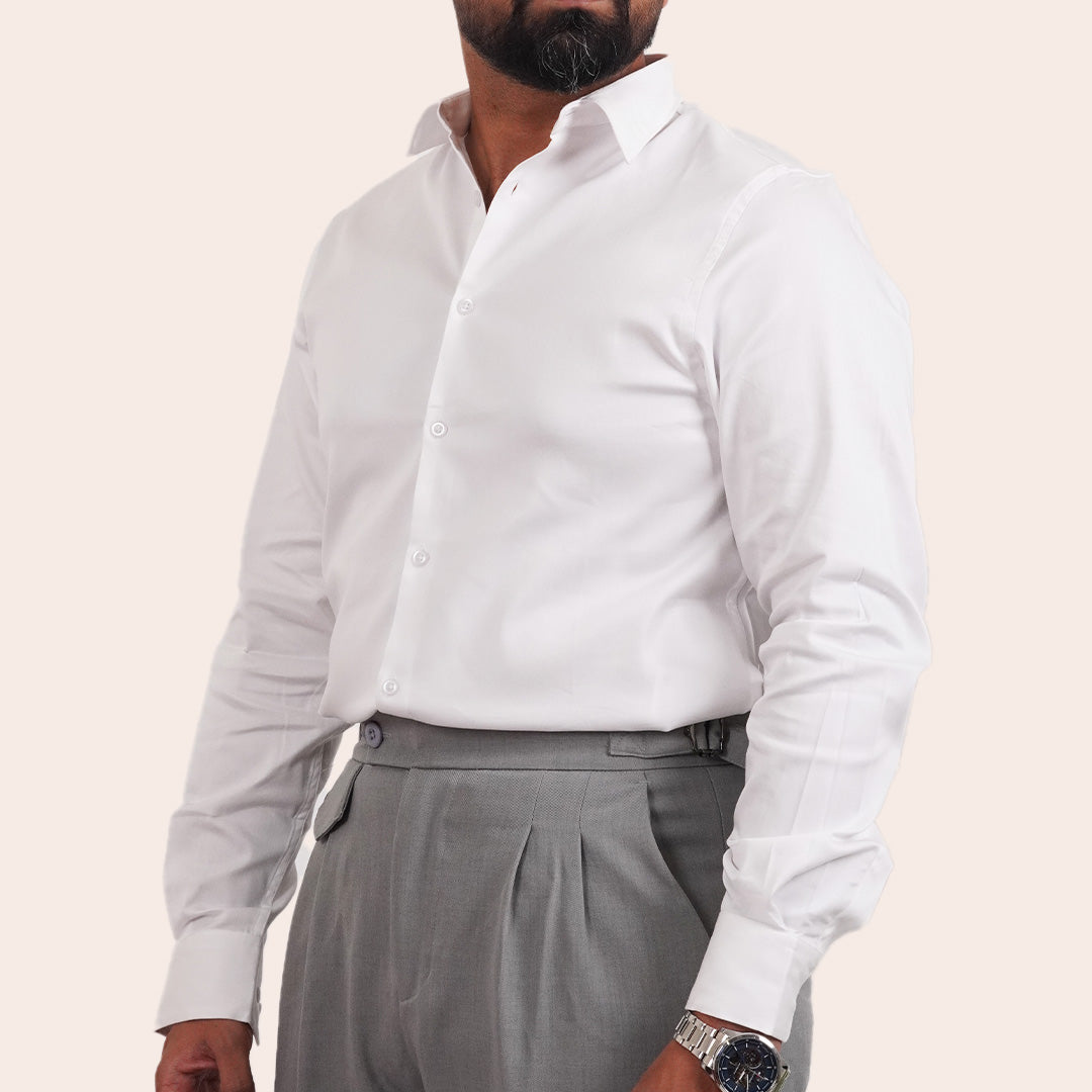 Satin Shirt White - Elther