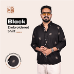 Black Heritage Floral Motif Premium Embroidery Shirt