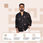 Black Heritage Floral Motif Premium Embroidery Shirt