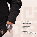 Black Abstract Leaf Motif Premium Embroidery Shirt