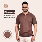 Brown Knitted Polo T-Shirt