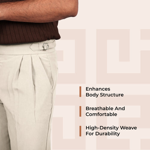 Beige Double Button Gurkha Pant