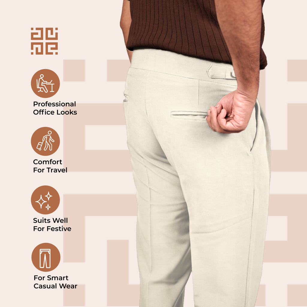 Beige Double Button Gurkha Pant