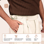 Beige Double Button Gurkha Pant
