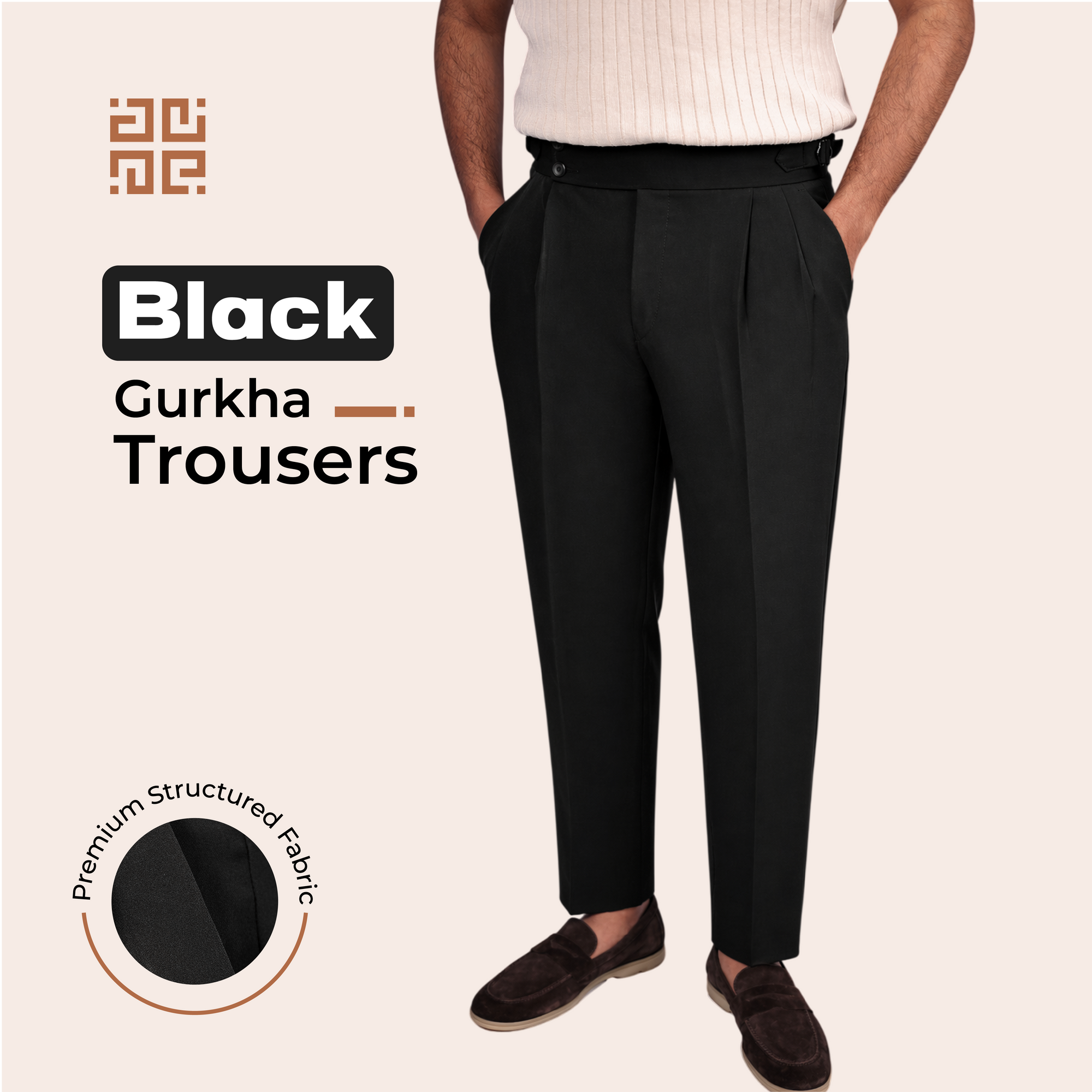 Black Double Button Gurkha Pant