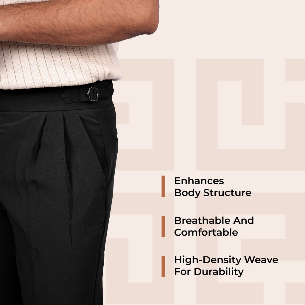Black Double Button Gurkha Pant