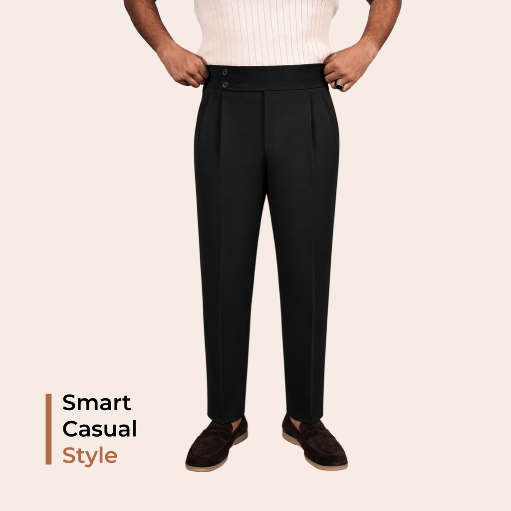 Black Double Button Gurkha Pant