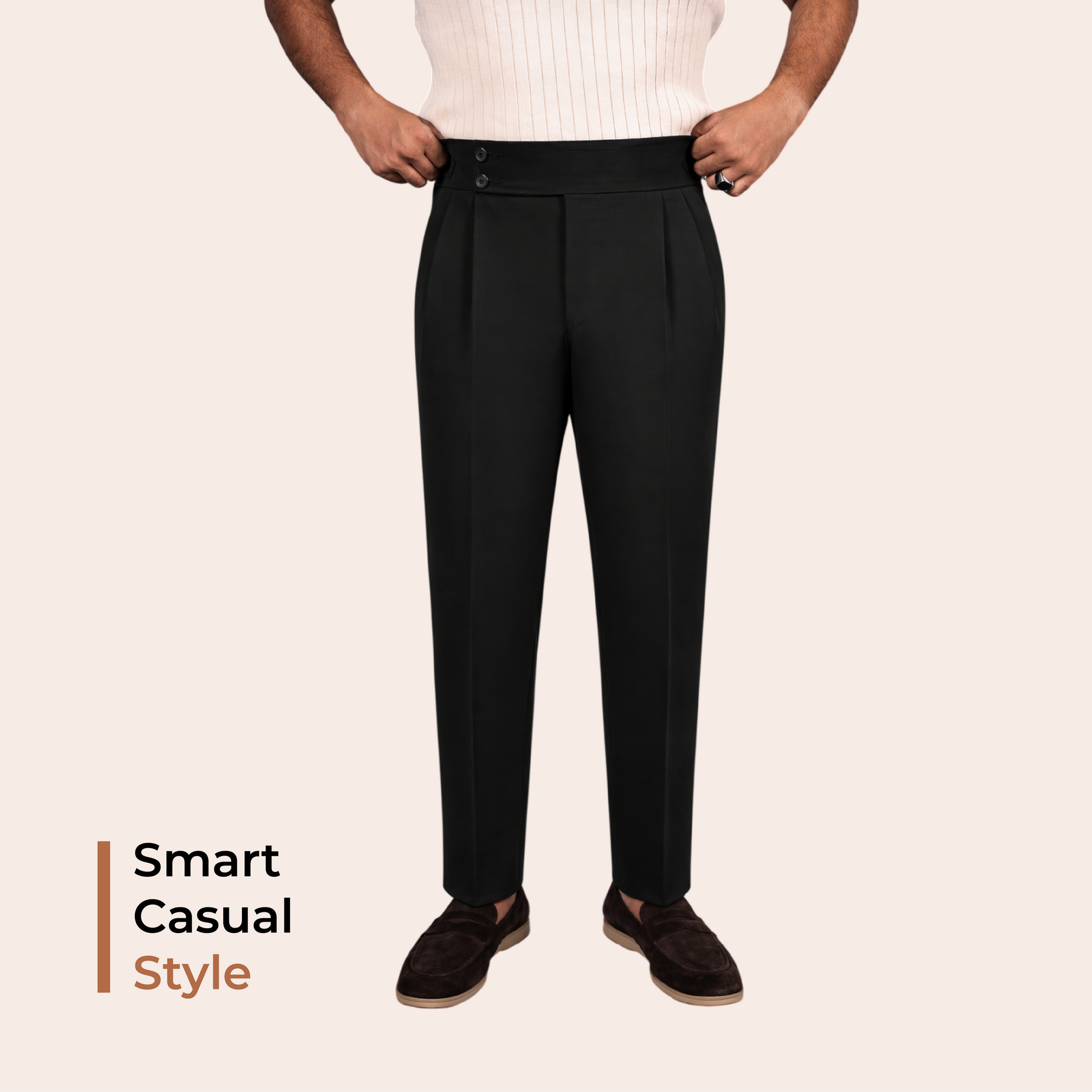 Black Double Button Gurkha Pant