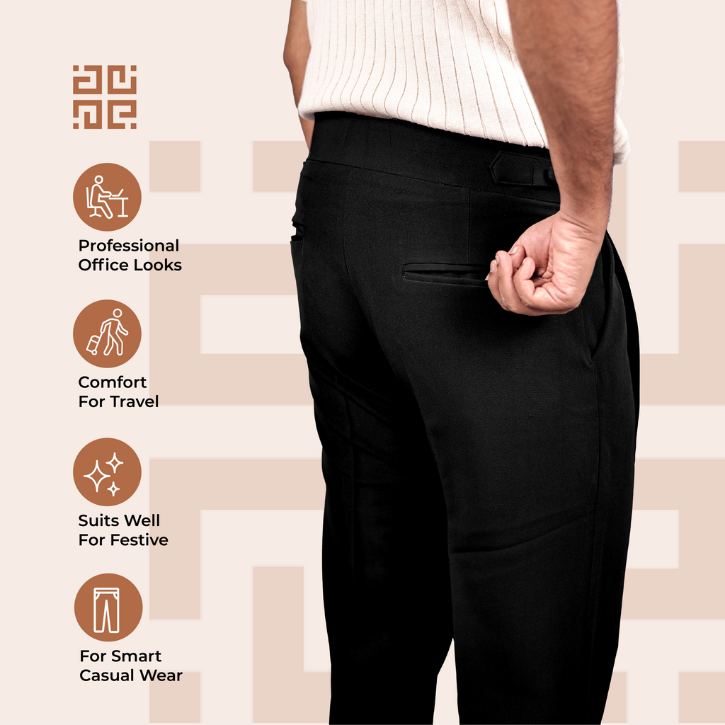 Black Double Button Gurkha Pant