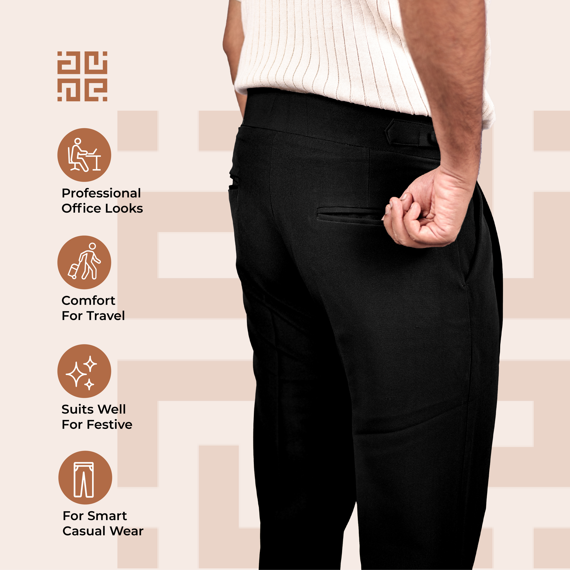 Black Double Button Gurkha Pant
