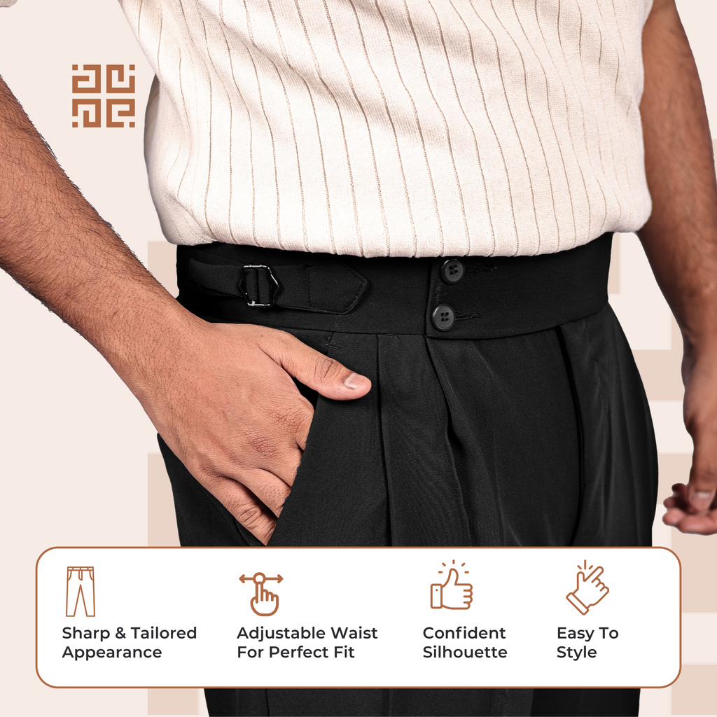 Black Double Button Gurkha Pant
