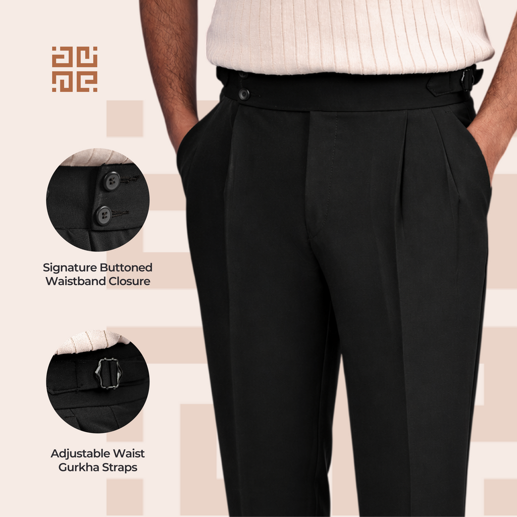 Black Double Button Gurkha Pant