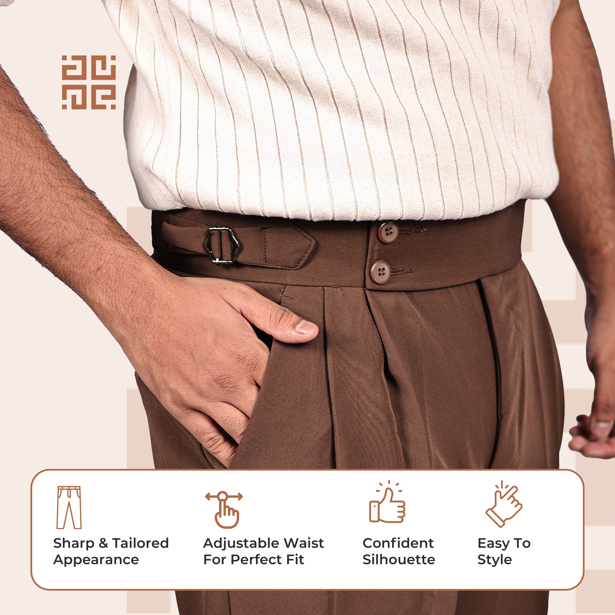 Dark Brown Double Button Gurkha Pant