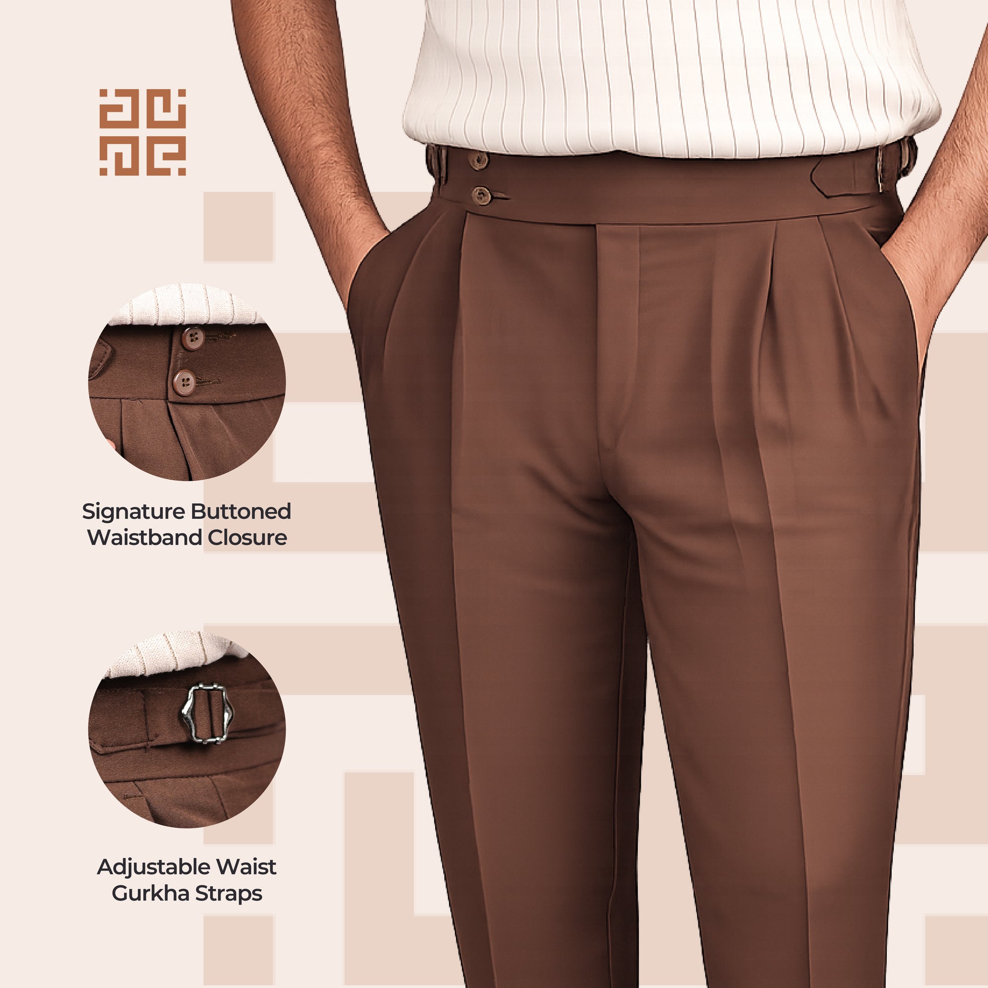 Dark Brown Double Button Gurkha Pant