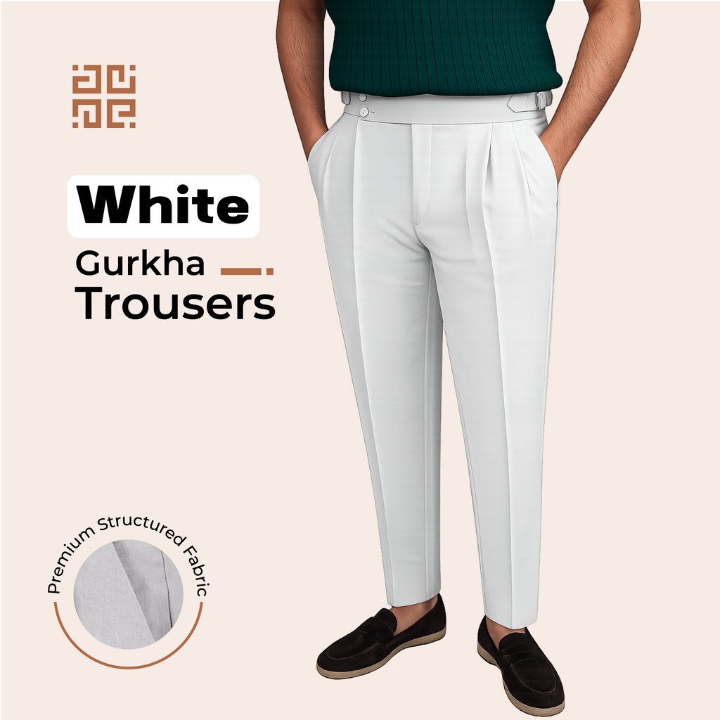 White Double Button Gurkha Pant