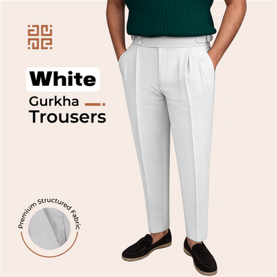 White Double Button Gurkha Pant