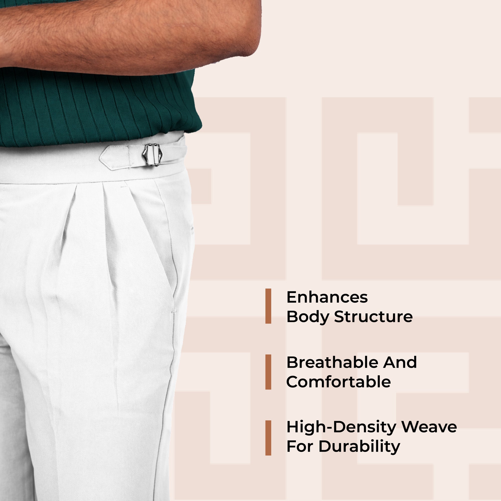 White Double Button Gurkha Pant