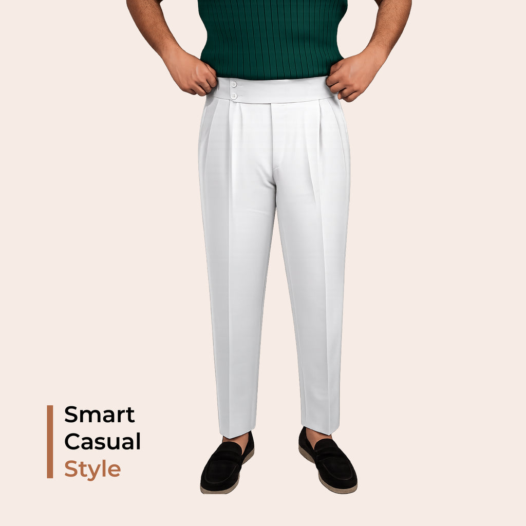 White Double Button Gurkha Pant