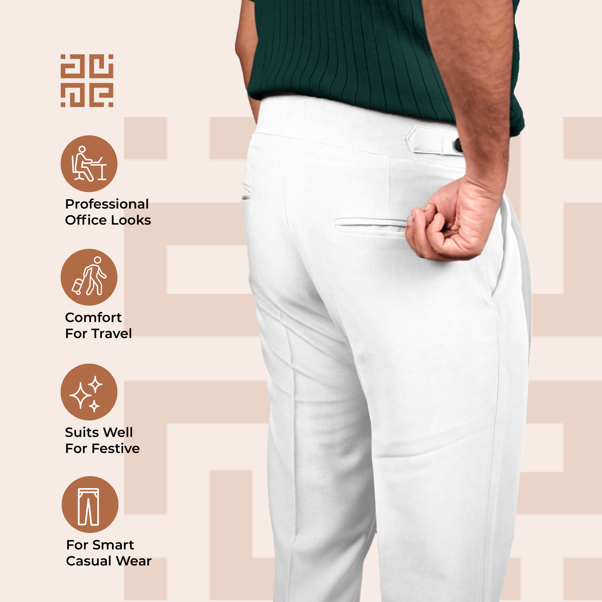 White Double Button Gurkha Pant