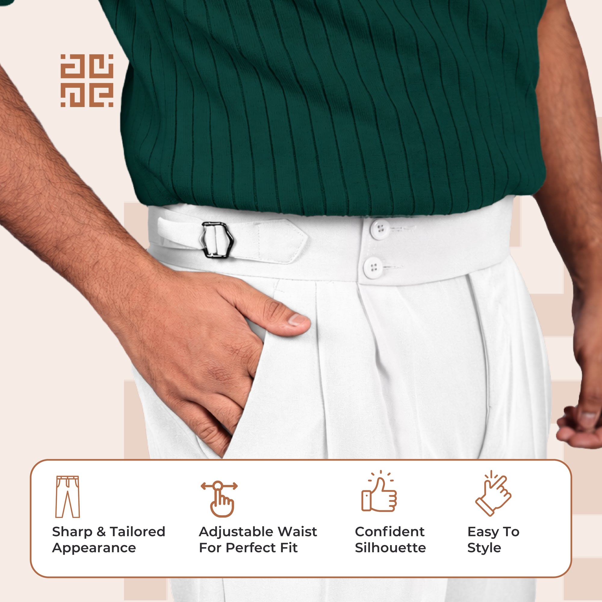 White Double Button Gurkha Pant